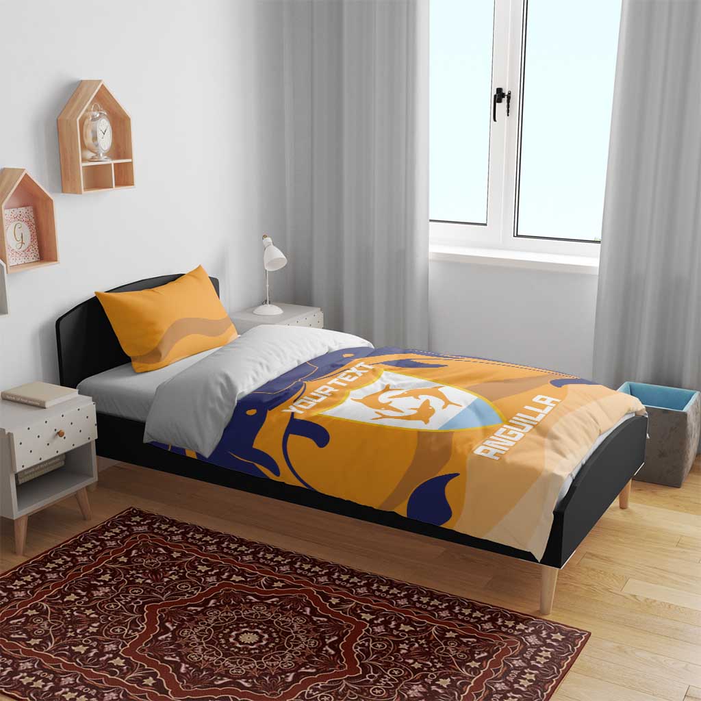 Custom Anguilla Football Bedding Set Dolphins Coat Of Arms Style