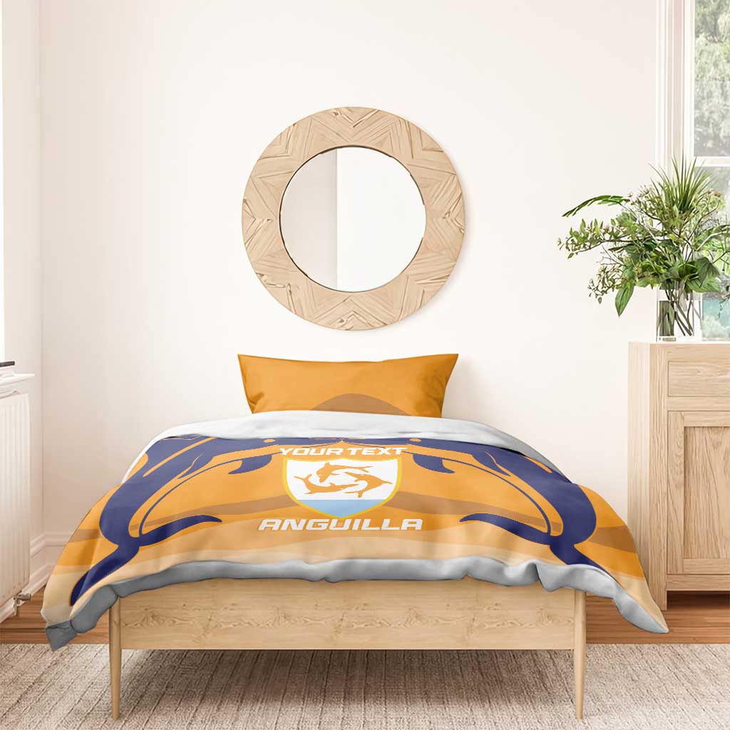 Custom Anguilla Football Bedding Set Dolphins Coat Of Arms Style