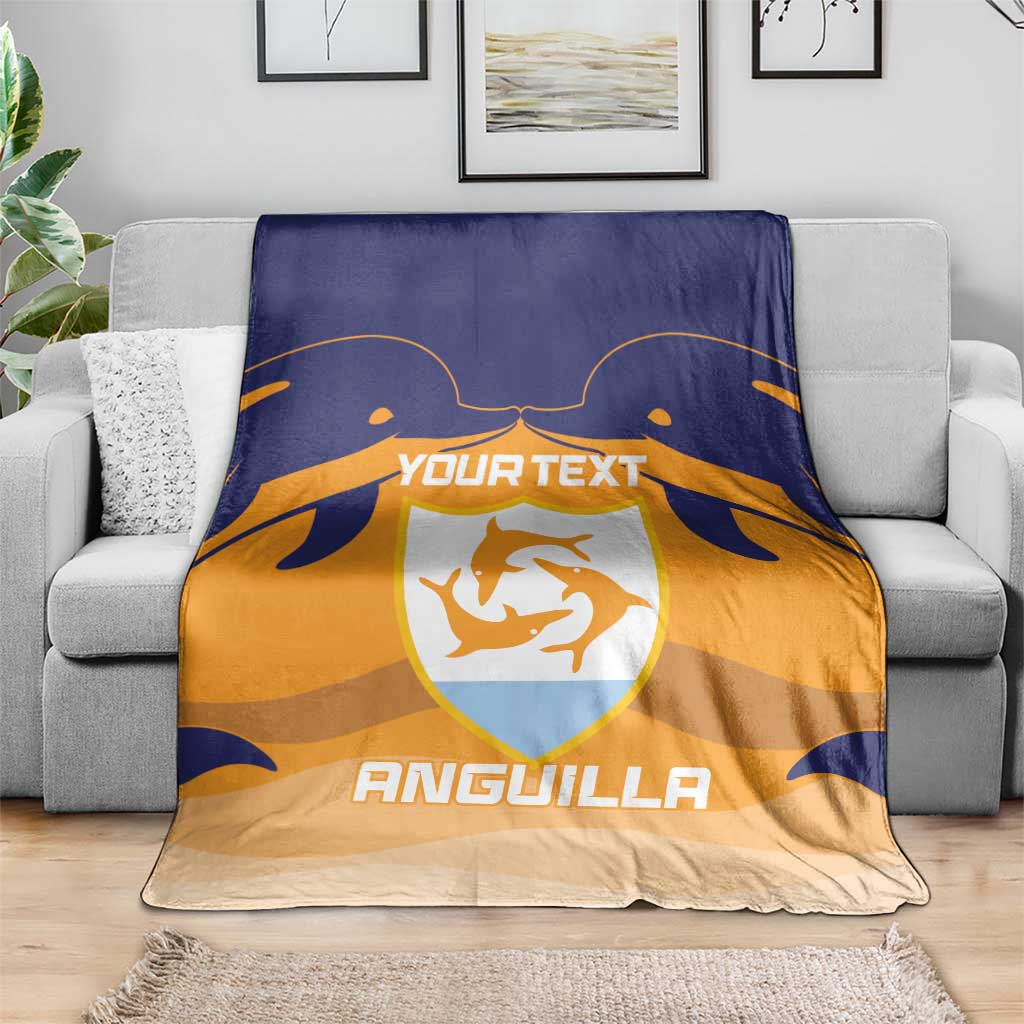 Custom Anguilla Football Blanket Dolphins Coat Of Arms Style
