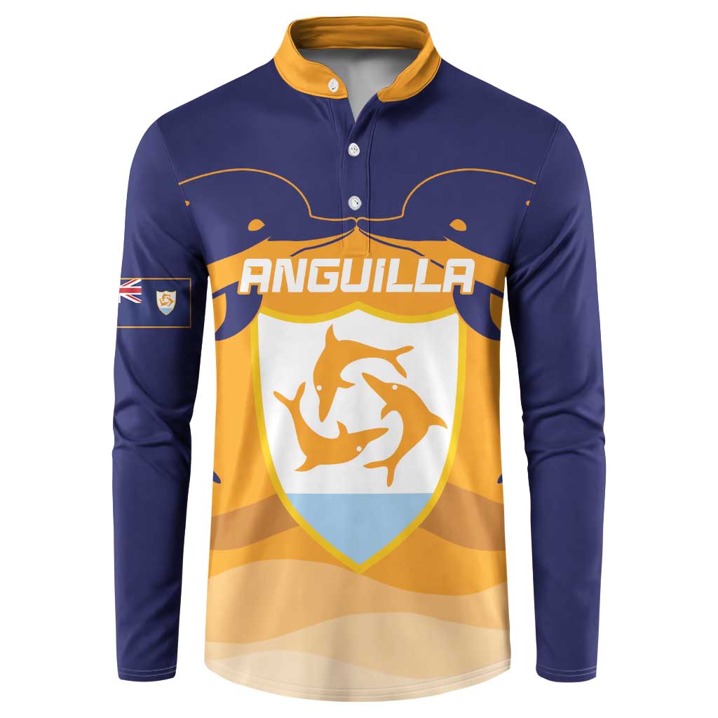 Custom Anguilla Football Button Sweatshirt Dolphins Coat Of Arms Style