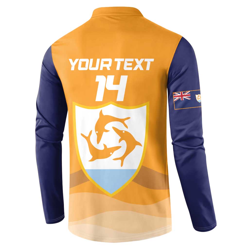 Custom Anguilla Football Button Sweatshirt Dolphins Coat Of Arms Style