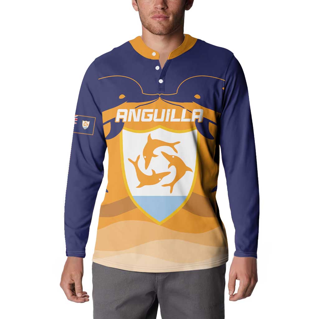 Custom Anguilla Football Button Sweatshirt Dolphins Coat Of Arms Style