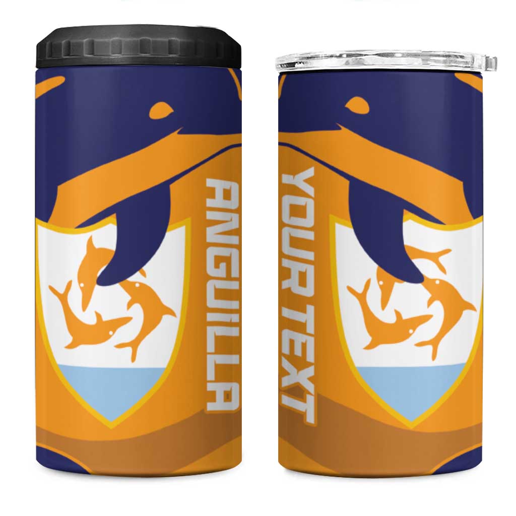 Custom Anguilla Football 4 in 1 Can Cooler Tumbler Dolphins Coat Of Arms Style