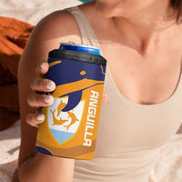 Custom Anguilla Football 4 in 1 Can Cooler Tumbler Dolphins Coat Of Arms Style