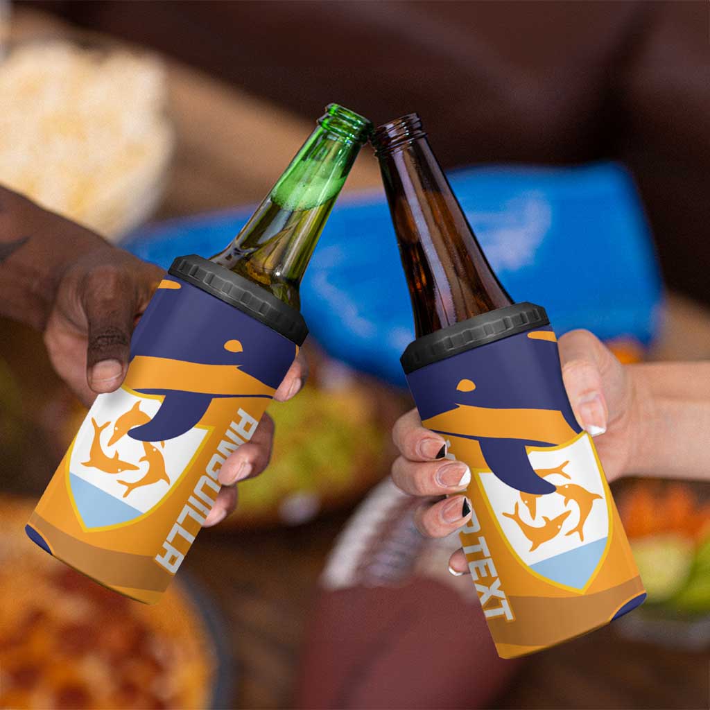 Custom Anguilla Football 4 in 1 Can Cooler Tumbler Dolphins Coat Of Arms Style