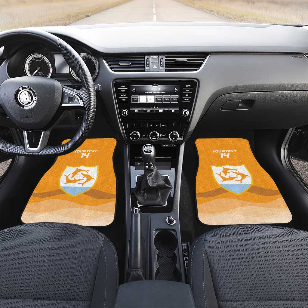 Custom Anguilla Football Car Mats Dolphins Coat Of Arms Style