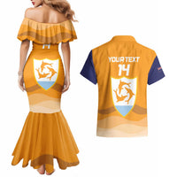 Custom Anguilla Football Couples Matching Mermaid Dress and Hawaiian Shirt Dolphins Coat Of Arms Style