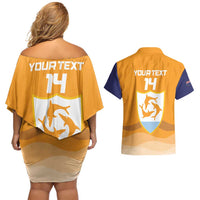 Custom Anguilla Football Couples Matching Off Shoulder Short Dress and Hawaiian Shirt Dolphins Coat Of Arms Style