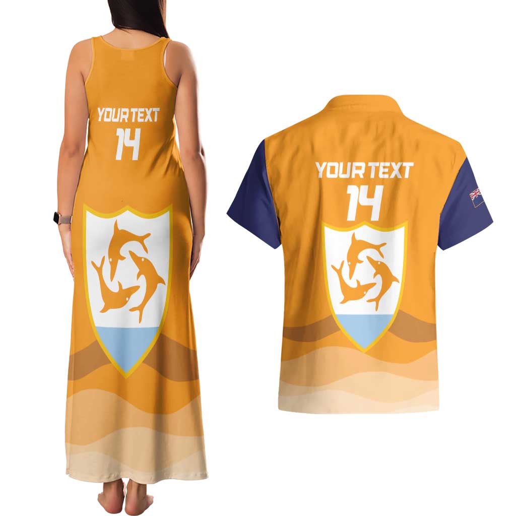 Custom Anguilla Football Couples Matching Tank Maxi Dress and Hawaiian Shirt Dolphins Coat Of Arms Style