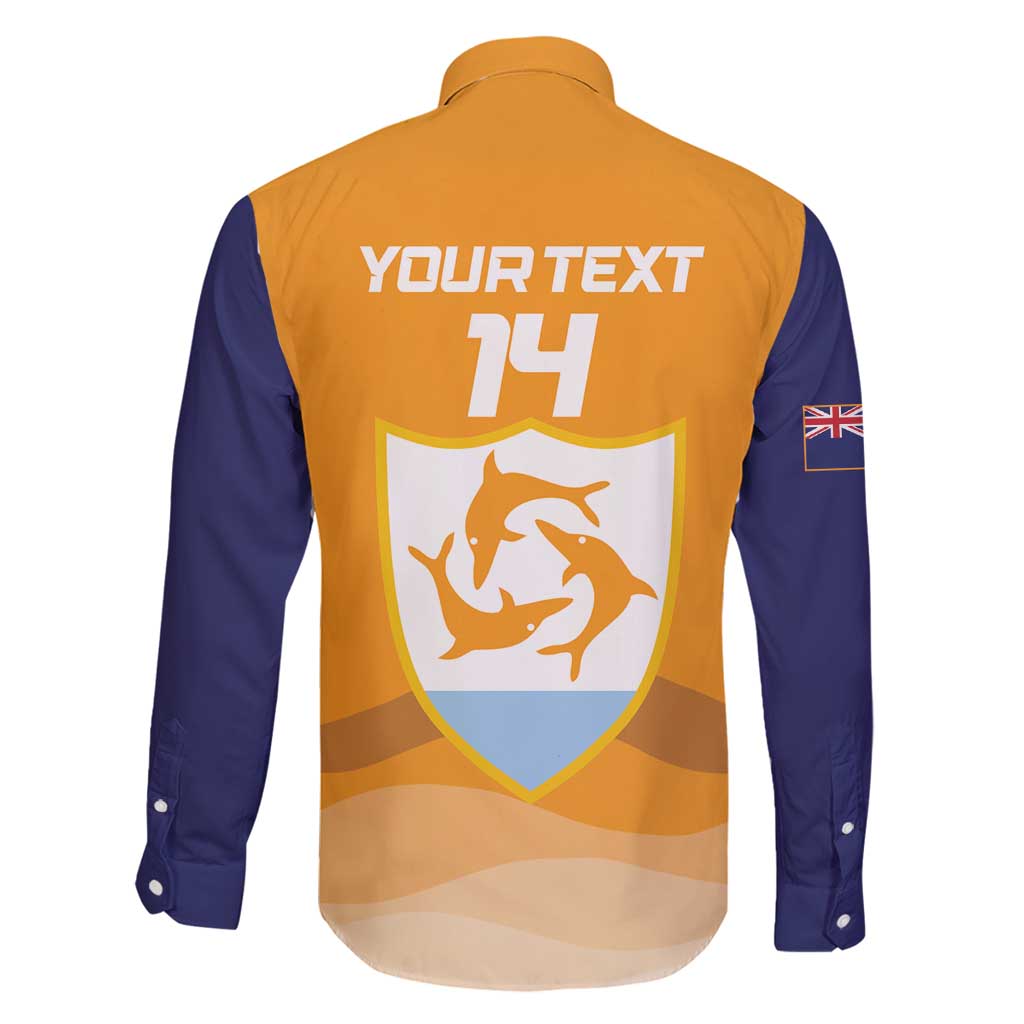 Custom Anguilla Football Family Matching Long Sleeve Bodycon Dress and Hawaiian Shirt Dolphins Coat Of Arms Style