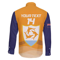 Custom Anguilla Football Family Matching Long Sleeve Bodycon Dress and Hawaiian Shirt Dolphins Coat Of Arms Style