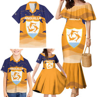 Custom Anguilla Football Family Matching Mermaid Dress and Hawaiian Shirt Dolphins Coat Of Arms Style