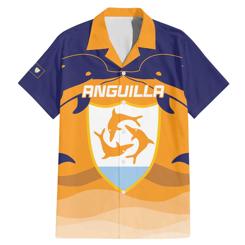 Custom Anguilla Football Family Matching Mermaid Dress and Hawaiian Shirt Dolphins Coat Of Arms Style
