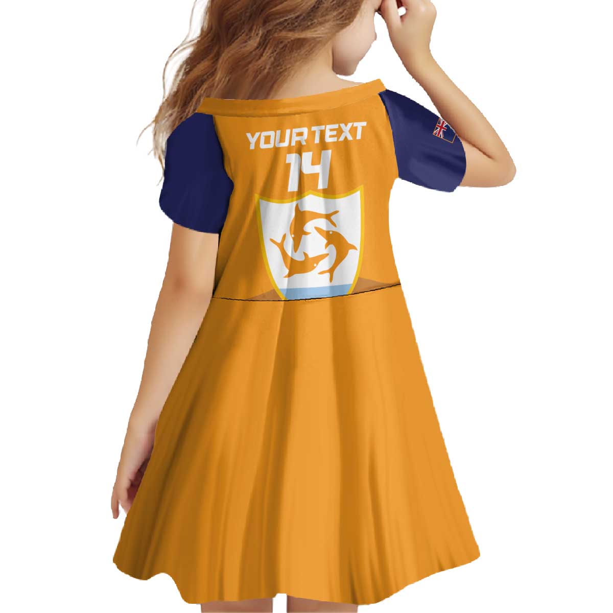 Custom Anguilla Football Family Matching Off The Shoulder Long Sleeve Dress and Hawaiian Shirt Dolphins Coat Of Arms Style