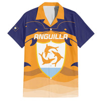 Custom Anguilla Football Family Matching Off The Shoulder Long Sleeve Dress and Hawaiian Shirt Dolphins Coat Of Arms Style