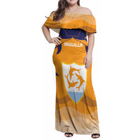 Custom Anguilla Football Family Matching Off Shoulder Maxi Dress and Hawaiian Shirt Dolphins Coat Of Arms Style