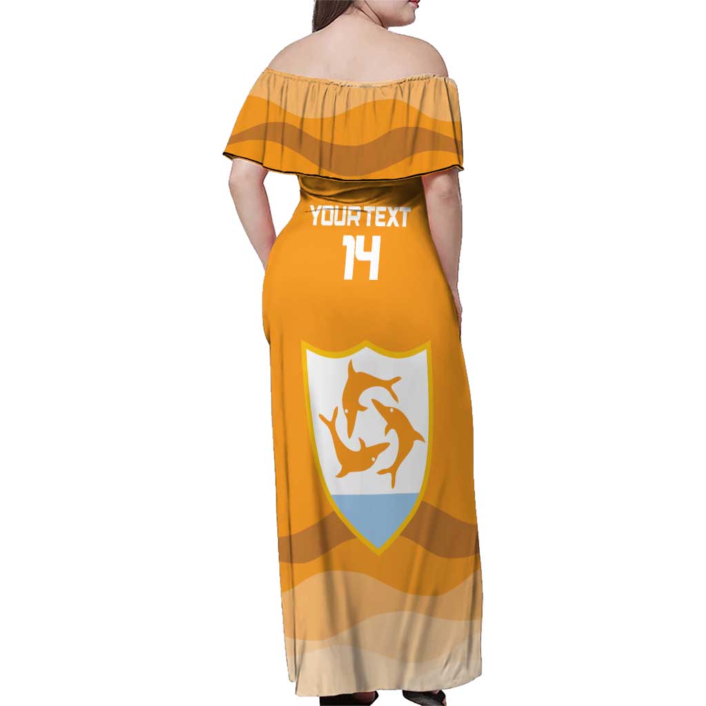 Custom Anguilla Football Family Matching Off Shoulder Maxi Dress and Hawaiian Shirt Dolphins Coat Of Arms Style