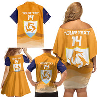 Custom Anguilla Football Family Matching Off Shoulder Short Dress and Hawaiian Shirt Dolphins Coat Of Arms Style