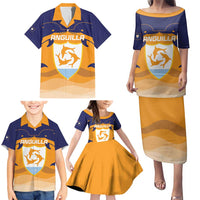 Custom Anguilla Football Family Matching Puletasi and Hawaiian Shirt Dolphins Coat Of Arms Style