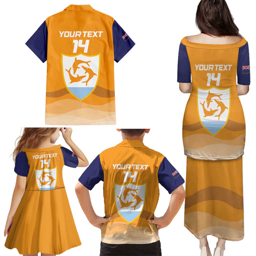 Custom Anguilla Football Family Matching Puletasi and Hawaiian Shirt Dolphins Coat Of Arms Style