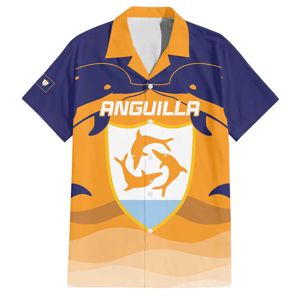 Custom Anguilla Football Family Matching Puletasi and Hawaiian Shirt Dolphins Coat Of Arms Style