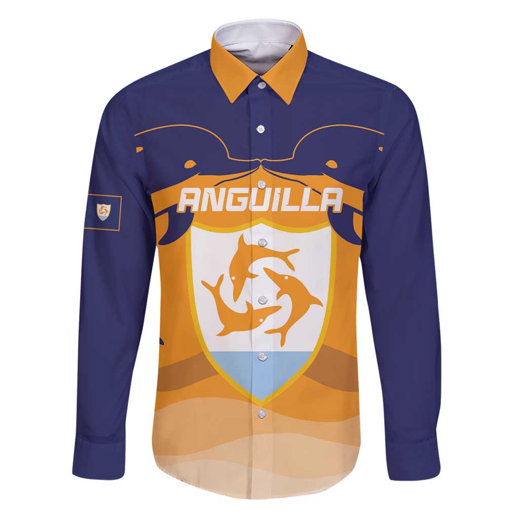 Custom Anguilla Football Family Matching Puletasi and Hawaiian Shirt Dolphins Coat Of Arms Style
