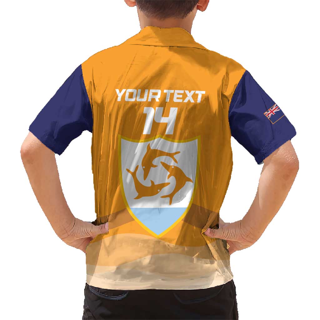 Custom Anguilla Football Family Matching Short Sleeve Bodycon Dress and Hawaiian Shirt Dolphins Coat Of Arms Style