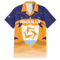 Custom Anguilla Football Family Matching Short Sleeve Bodycon Dress and Hawaiian Shirt Dolphins Coat Of Arms Style