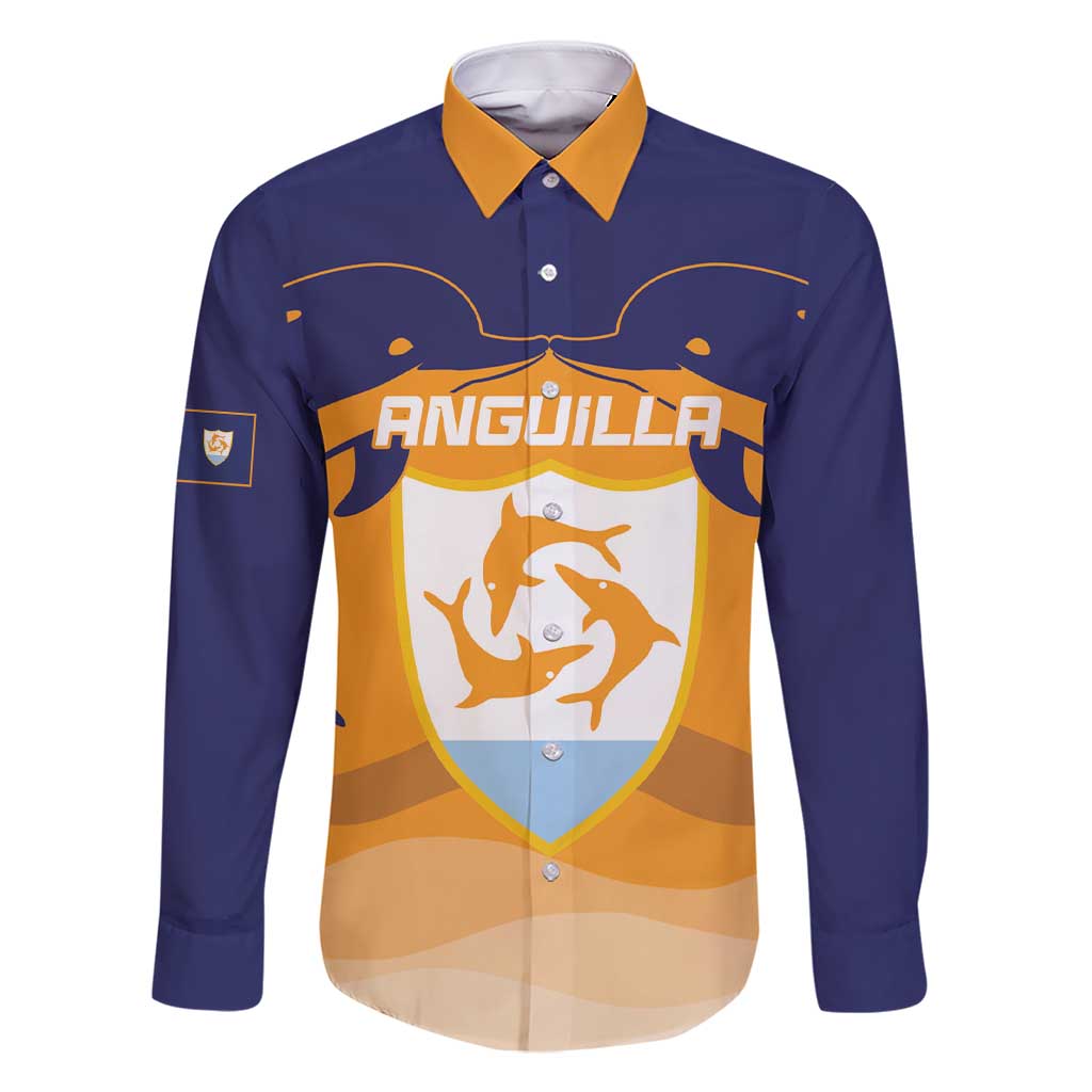 Custom Anguilla Football Family Matching Short Sleeve Bodycon Dress and Hawaiian Shirt Dolphins Coat Of Arms Style
