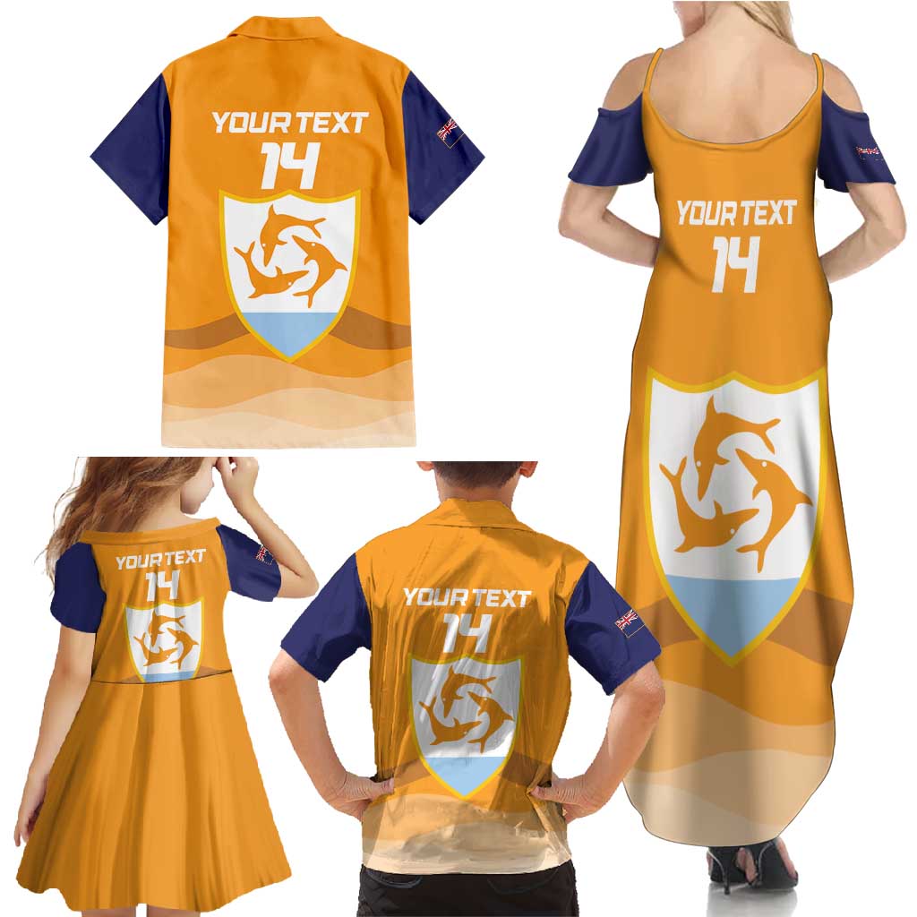 Custom Anguilla Football Family Matching Summer Maxi Dress and Hawaiian Shirt Dolphins Coat Of Arms Style
