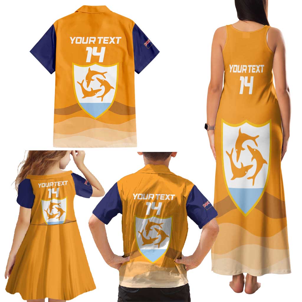 Custom Anguilla Football Family Matching Tank Maxi Dress and Hawaiian Shirt Dolphins Coat Of Arms Style