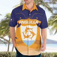 Custom Anguilla Football Hawaiian Shirt Dolphins Coat Of Arms Style