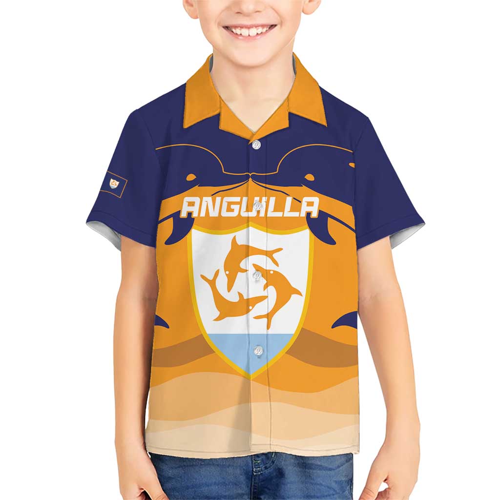 Custom Anguilla Football Hawaiian Shirt Dolphins Coat Of Arms Style