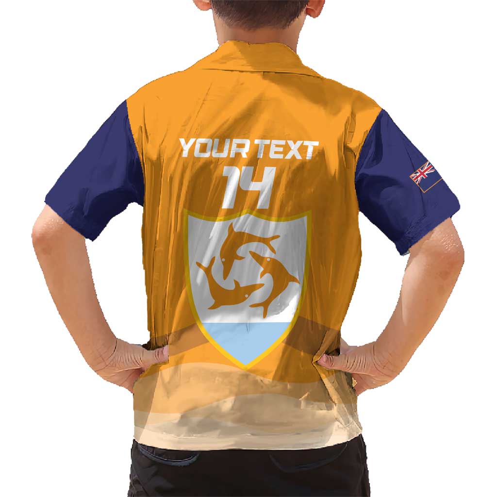 Custom Anguilla Football Hawaiian Shirt Dolphins Coat Of Arms Style