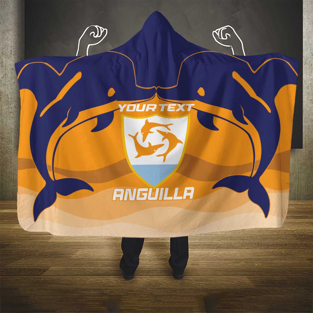 Custom Anguilla Football Hooded Blanket Dolphins Coat Of Arms Style