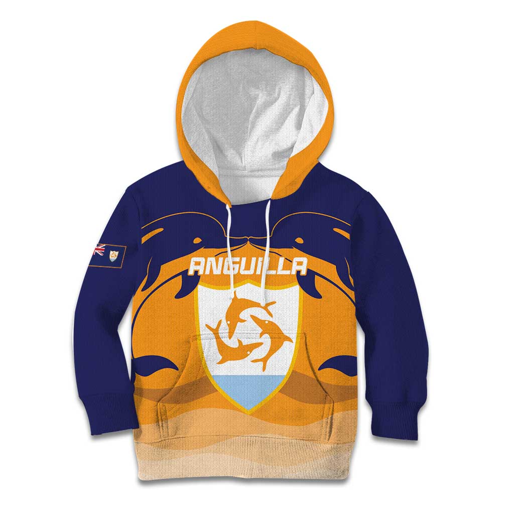 Custom Anguilla Football Kid Hoodie Dolphins Coat Of Arms Style