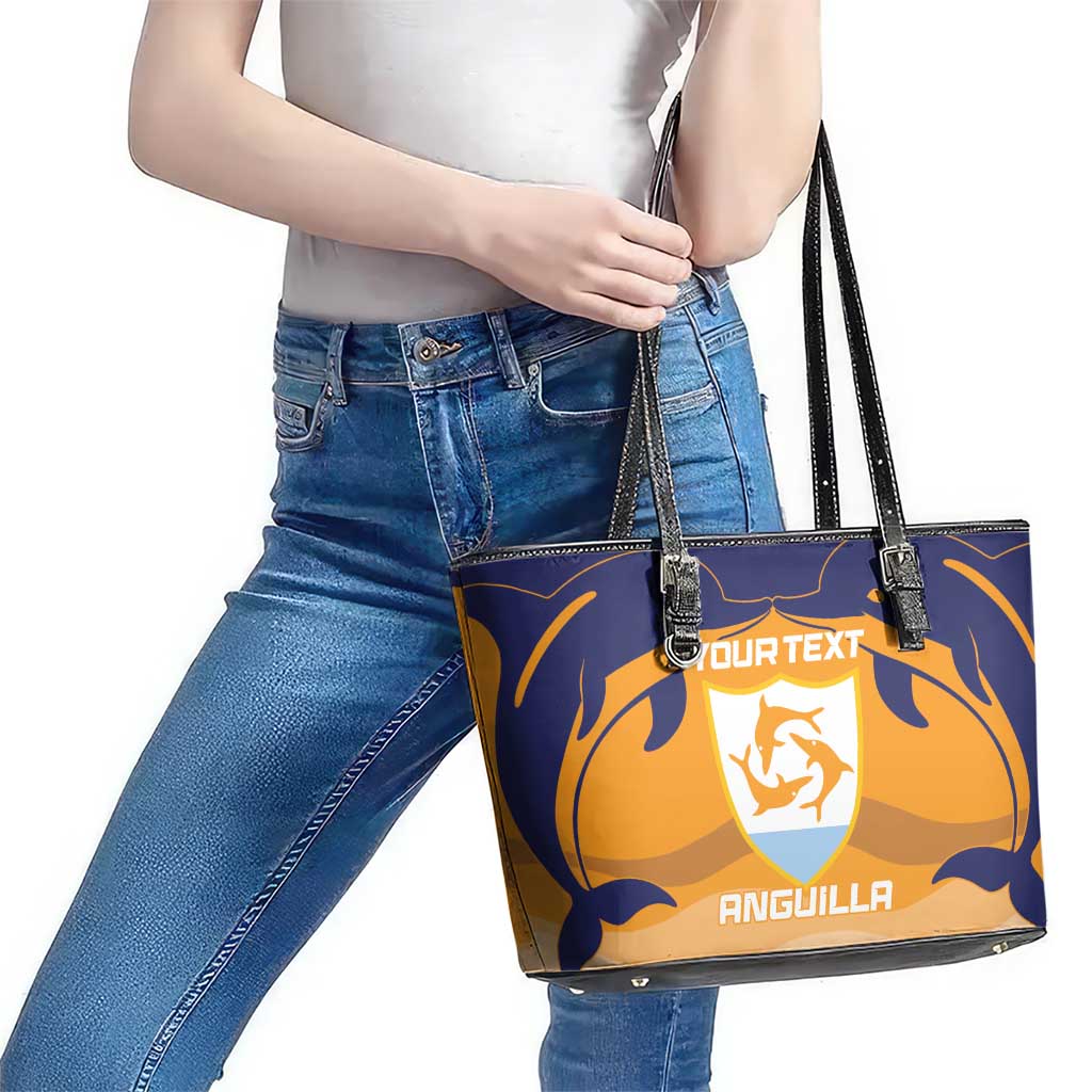 Custom Anguilla Football Leather Tote Bag Dolphins Coat Of Arms Style