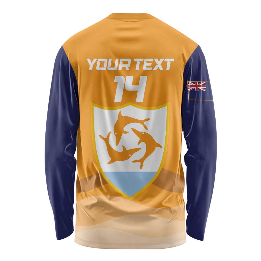 Custom Anguilla Football Long Sleeve Shirt Dolphins Coat Of Arms Style