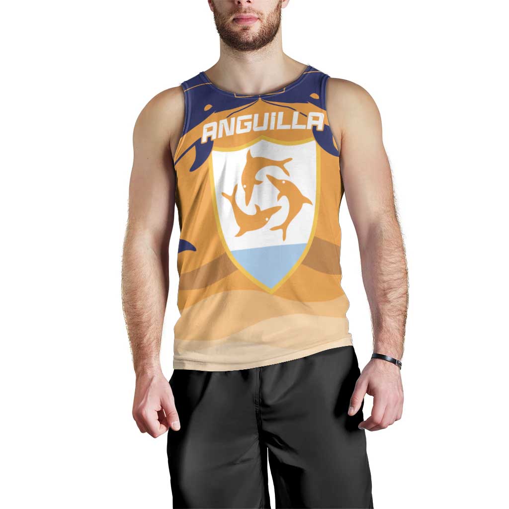 Custom Anguilla Football Men Tank Top Dolphins Coat Of Arms Style