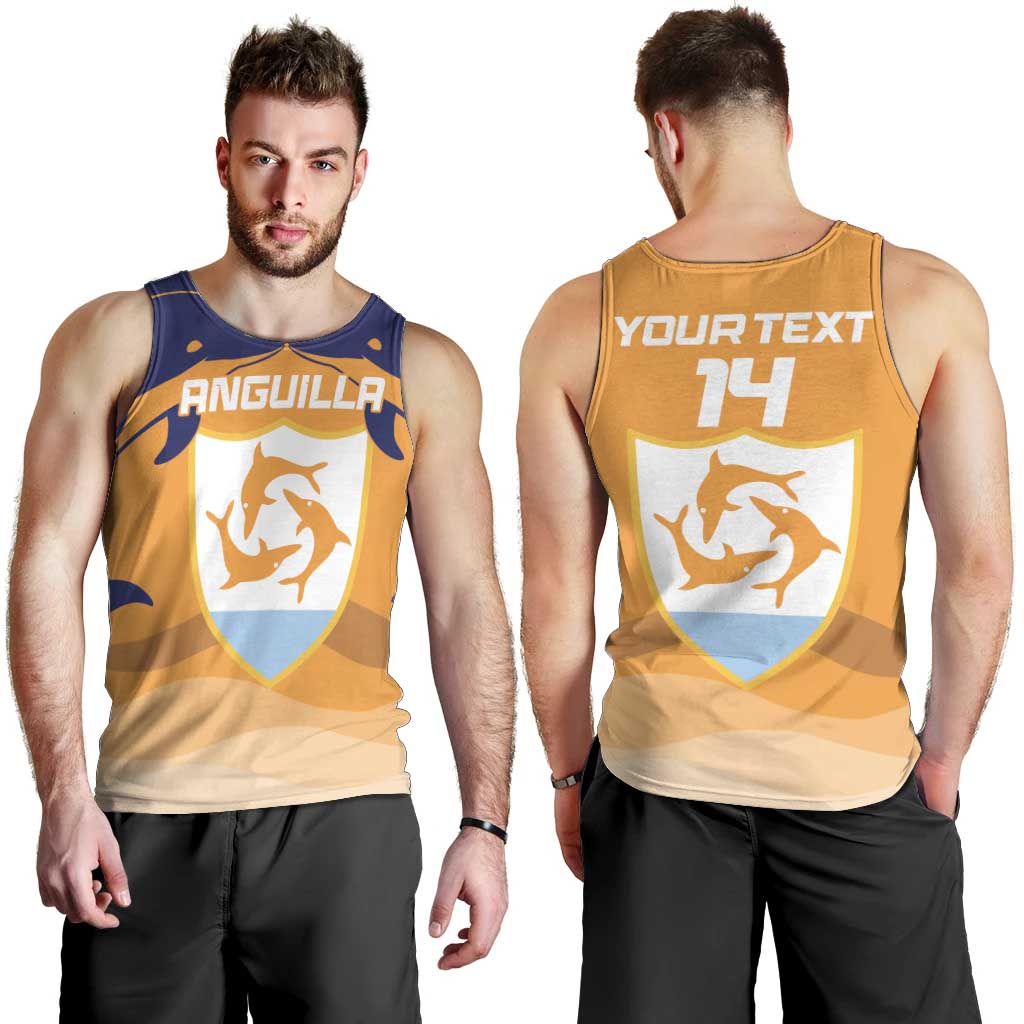 Custom Anguilla Football Men Tank Top Dolphins Coat Of Arms Style
