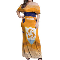 Custom Anguilla Football Off Shoulder Maxi Dress Dolphins Coat Of Arms Style