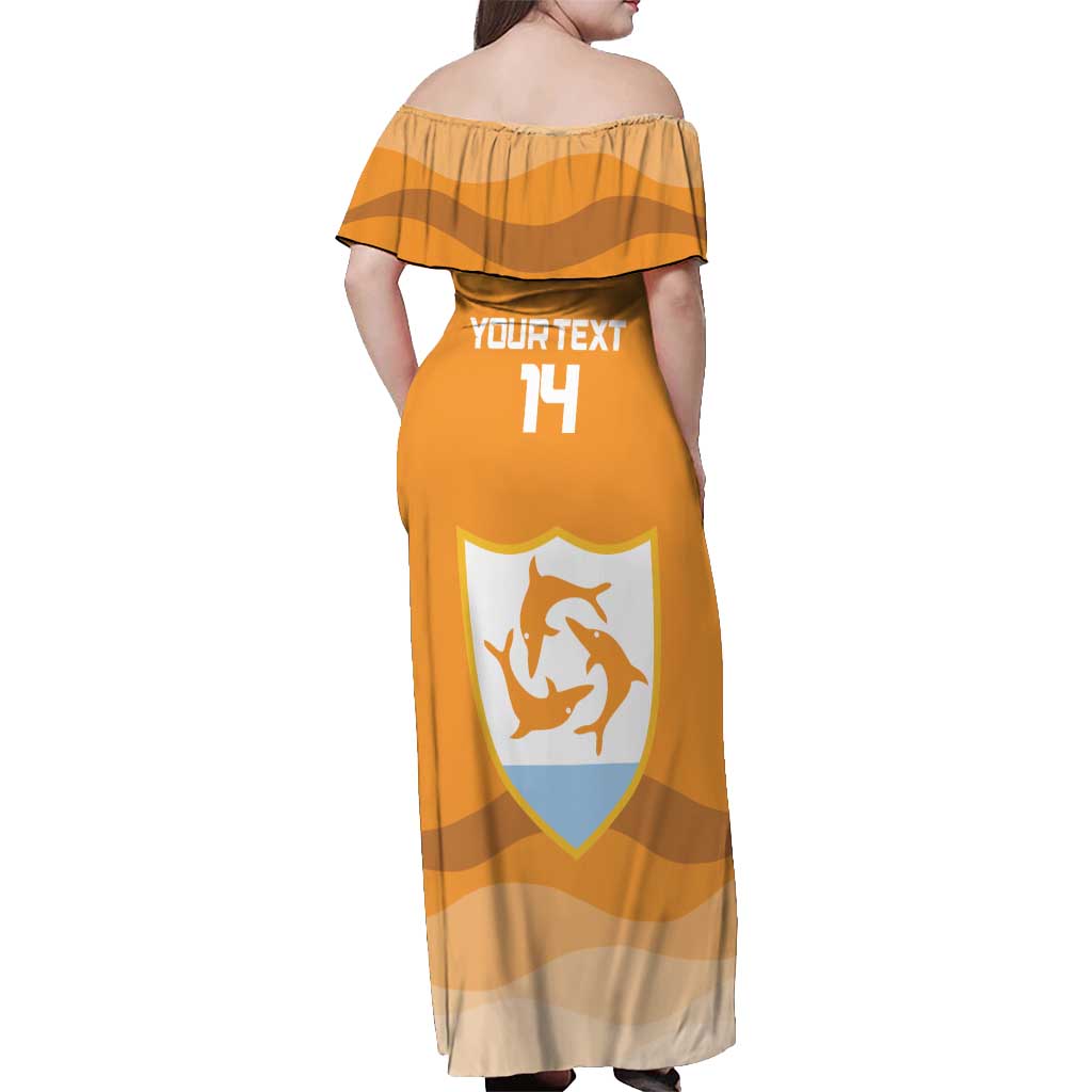 Custom Anguilla Football Off Shoulder Maxi Dress Dolphins Coat Of Arms Style