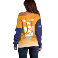 Custom Anguilla Football Off Shoulder Sweater Dolphins Coat Of Arms Style