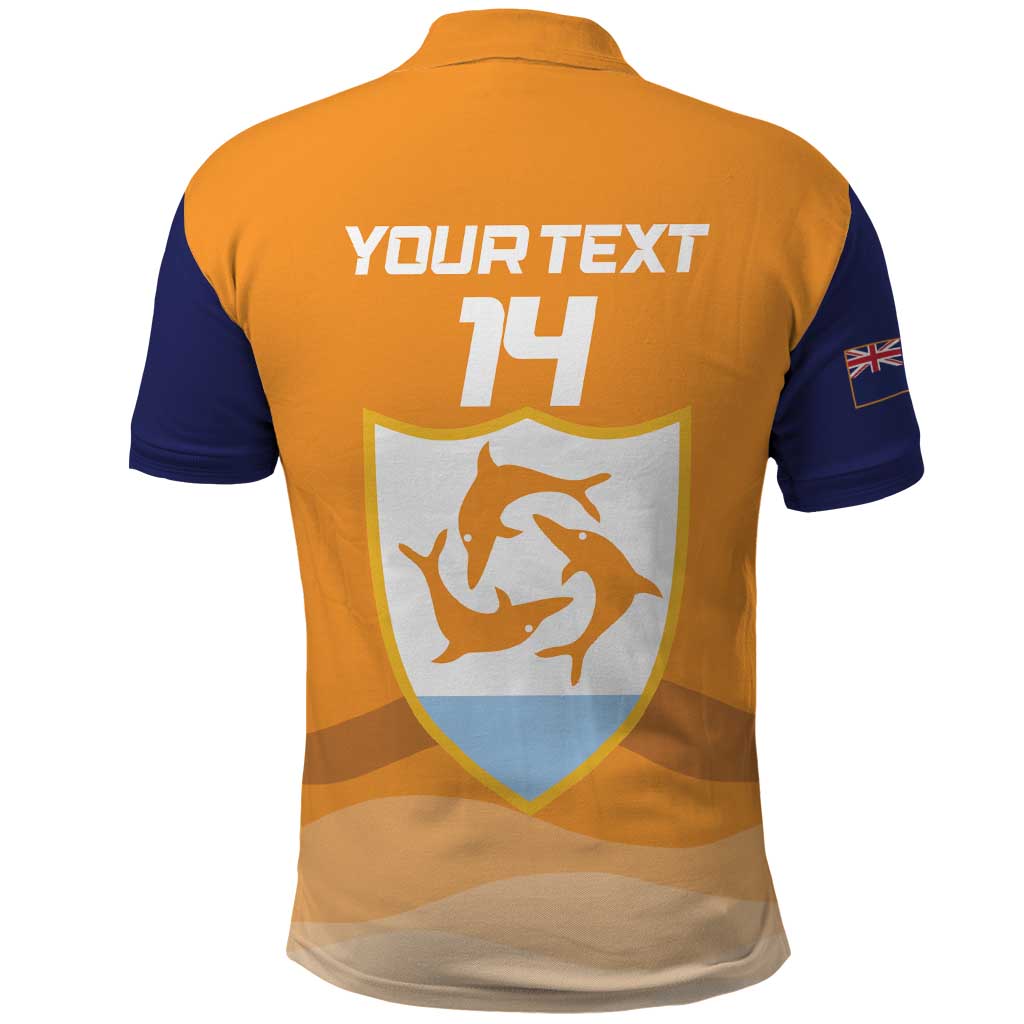 Custom Anguilla Football Polo Shirt Dolphins Coat Of Arms Style
