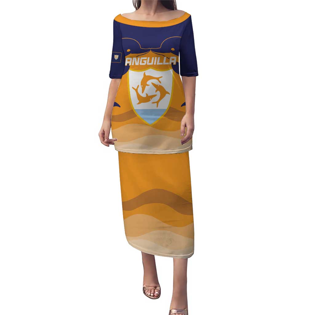 Custom Anguilla Football Puletasi Dolphins Coat Of Arms Style