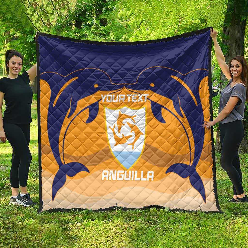 Custom Anguilla Football Quilt Dolphins Coat Of Arms Style