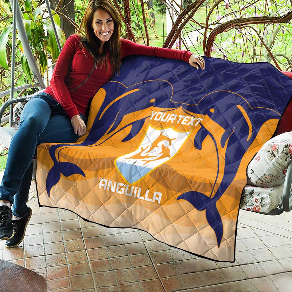 Custom Anguilla Football Quilt Dolphins Coat Of Arms Style