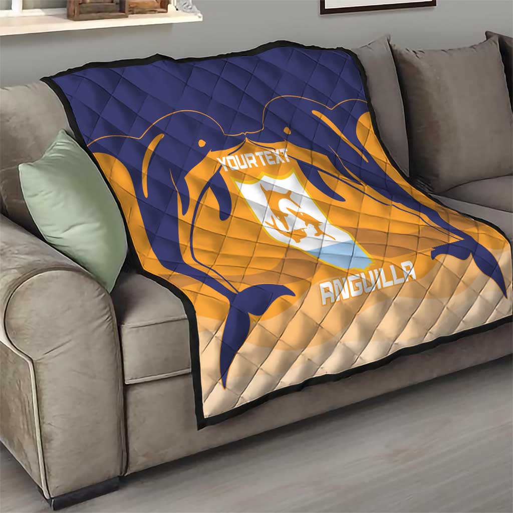 Custom Anguilla Football Quilt Dolphins Coat Of Arms Style