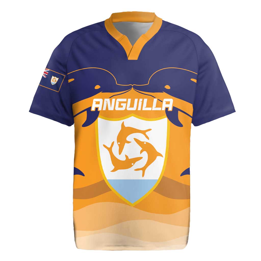Custom Anguilla Football Rugby Jersey Dolphins Coat Of Arms Style