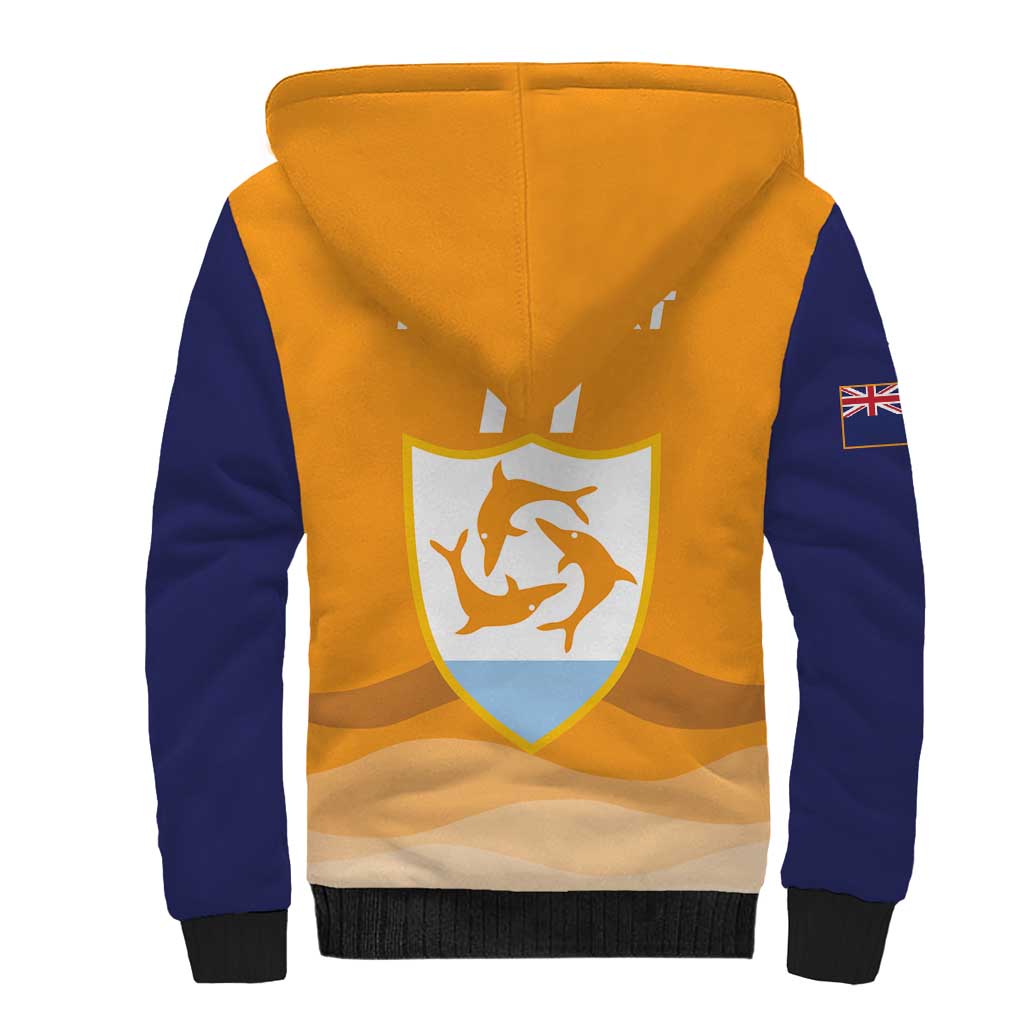 Custom Anguilla Football Sherpa Hoodie Dolphins Coat Of Arms Style